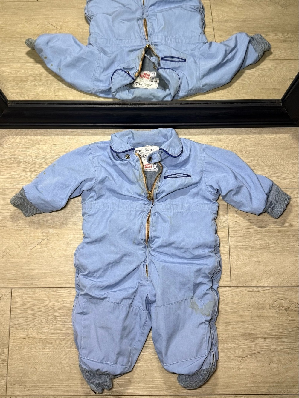 Vintage 1960s Toddlers Blue Weather & Winky Snowsuit With Talon Zipper